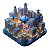 serene minimalist Drone Shot of City Skyline at Sunset Isolated original png