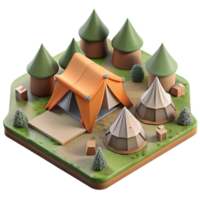 wonderful modern Drone View of Campground with Tents Isolated 4K png