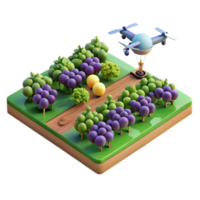 serene abstract Drone View of Vineyard with Rows of Grapes Cutout 4K png