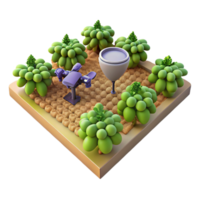 elegant artistic Drone View of Vineyard with Rows of Grapes Cutout high resolution png