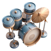 serene vintage Drum Set with Cymbals Top View Isolated high resolution png