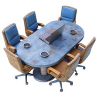beautiful minimalist Elevated View of Conference Table with Laptops Cutout high resolution png