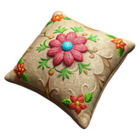 dramatic creative Embroidered Pillowcase with Floral Pattern Element high resolution png