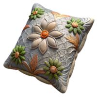 impressive modern Embroidered Pillowcase with Floral Pattern Element authentic png
