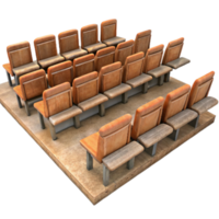 impressive classic Empty Lecture Hall with Wooden Seats Isolated exclusive png