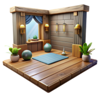 beautiful vintage Empty Meditation Room with Wooden Floor Isolated Element high resolution png
