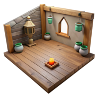 magnificent modern Empty Meditation Room with Wooden Floor Isolated Element high quality png