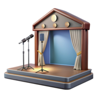 serene minimalist Empty Stage with Spotlights and Microphone Cutout original png