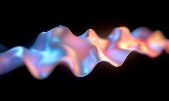 Abstract iridescent fabric waves on black background photo