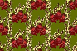 Botanical abstract seamless pattern with juicy beets illustration. Colorful vegetables repeating cartoon pattern in green color background. Graphic design for Fashion Cover Textile Print Card vector