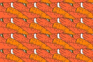 Botanical abstract seamless pattern with juicy carrots illustration. Colorful vegetables repeating cartoon pattern in orange color background. Graphic design for Fashion Cover Textile Print Britday vector