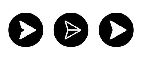 Send message icon on black circle. Social media share, repost sign symbol vector