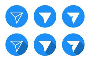 Share, send icon set with long shadow. Social media paper plane repost sign symbol vector