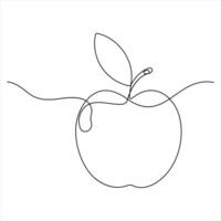 Single continuous line drawing of apple fruit Minimalist style apple fruit line art sketch illustration vector