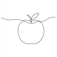 Single continuous line art drawing of apple fruit Minimalist style apple fruit line art design illustration vector