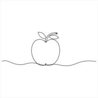 Single continuous line drawing of apple fruit Minimalist style apple fruit line drawing illustration vector