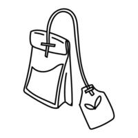 tea bag with a doodle tag. Packing sideways. It is suitable for use in tea packaging design, product branding, marketing materials and culinary blogs, as well as in the production of tea products. vector