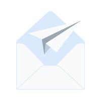 Open envelope with flying paper plane representing email, message, or communication vector