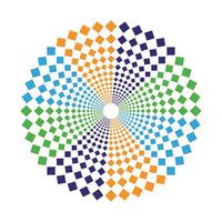 Halftone speed spiral Blow orange dynamic dotted lines in perspective Radial swirl element for logo vector