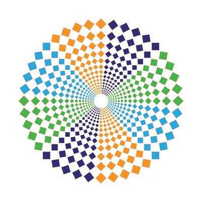 Halftone speed spiral Blow orange dynamic dotted lines in perspective Radial swirl element for logo