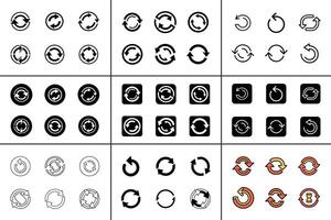 Reload Isolated Flat Illustration Line Art Icon Set vector