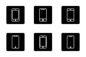 Mobile device isolated flat design outline silhouette icon set vector