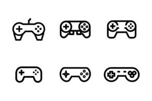 Gaming joystick and console icon collection in line art vector
