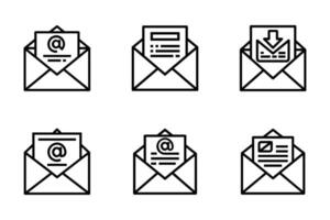 Simple Email Line Art Isolated Icon Set vector