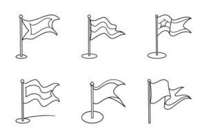 Minimal Race Flag Line Art Flat Icon Collection vector