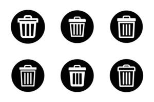 Delete flat design silhouette icon pack in line art style vector