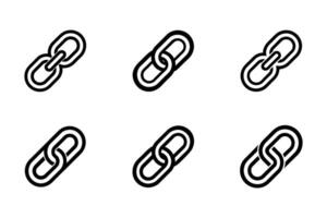 Link icon set in flat illustration with line art silhouette style vector