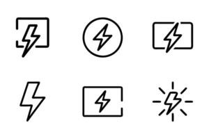Bolt of Lightning Minimal Line Art Flat Icon Collection vector