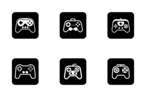 Gaming play button and device icon bundle in line art vector