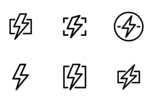 Simple Flash Line Art Isolated Icon Set vector