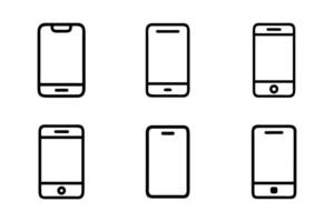 Mobile device isolated in flat style line drawing icon pack vector