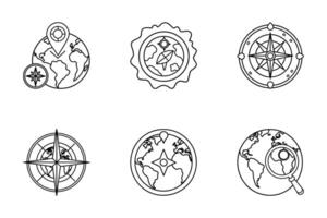 Map Navigation Thin Line Art Flat Icon Set vector