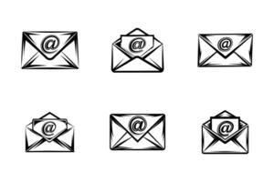 Envelope Email Minimal Line Art Flat Icon Collection vector