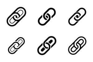Link silhouette isolated icon collection in flat line art style vector