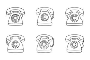 Mobile device line drawing silhouette icon collection vector