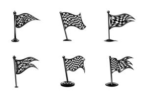 Finish Line Flag Minimal Line Art Isolated Icons vector