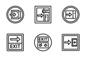 Simple Exit Line Art Isolated Icon Set vector