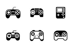 Gaming controller and keyboard icon pack in line art vector