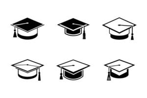 Education Cap Minimal Line Art Flat Icon Collection vector