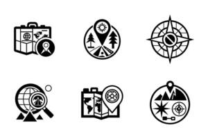 Adventure Symbol Thin Line Outline Icon Set vector