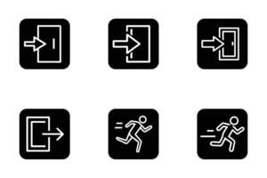 Exit Sign Minimalist Flat Style Silhouette Icons vector