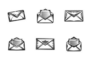 Postage Envelope Outline Illustration Icon Set vector