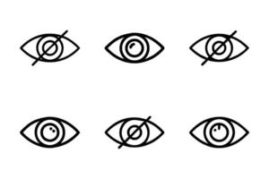 Open Eye Minimal Line Art Isolated Icons vector
