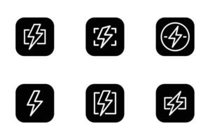 Lightning Bolt Minimalist Line Art Silhouette Icon Collection vector