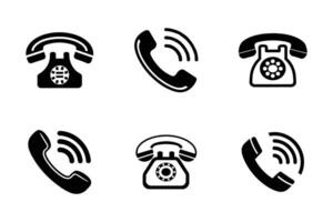 Call icon set in flat style with outline drawing vector
