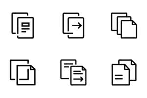 Copy icon set isolated in flat line art design style vector